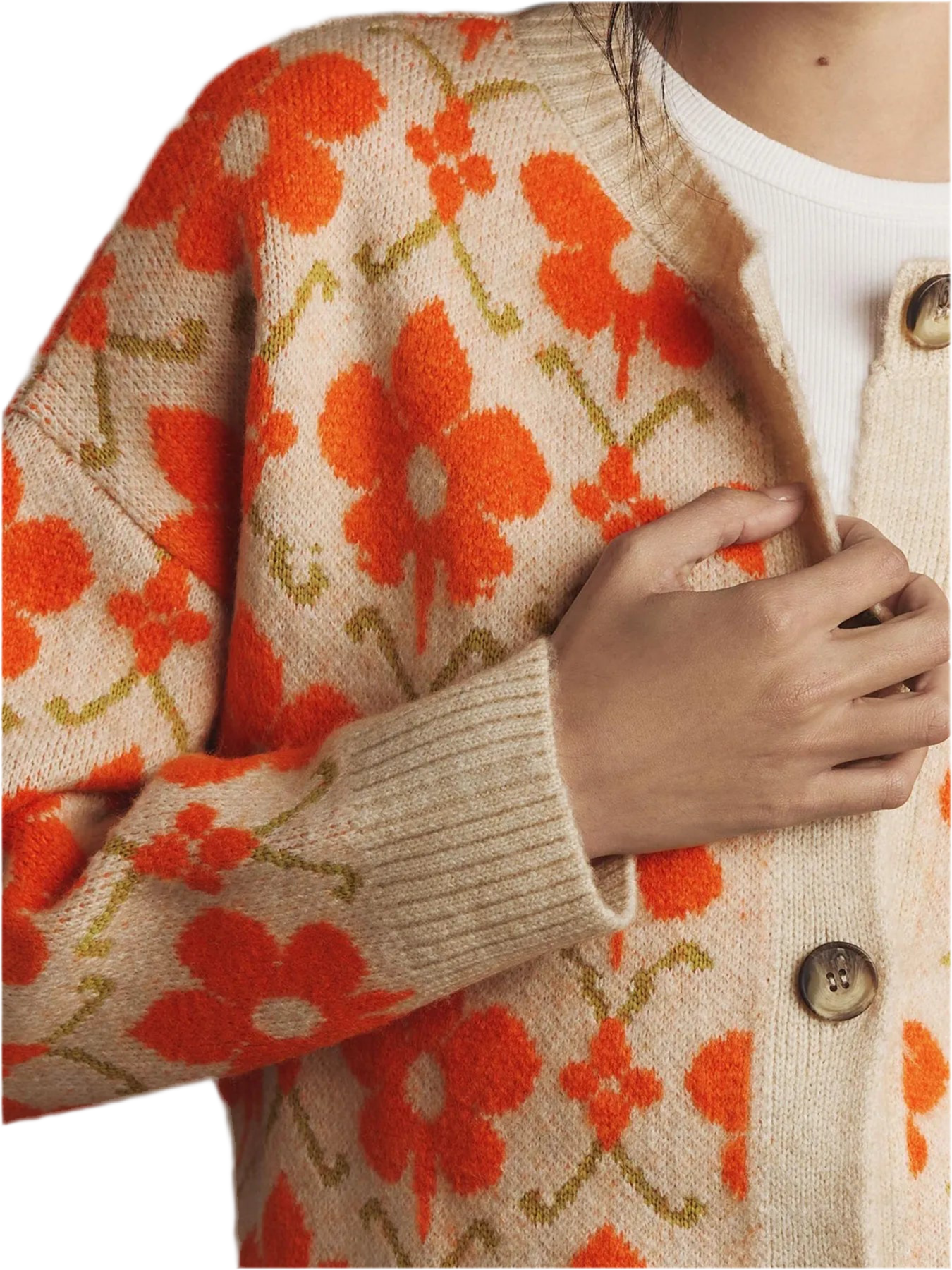 Flower Button Up Long Sleeve Cardigan