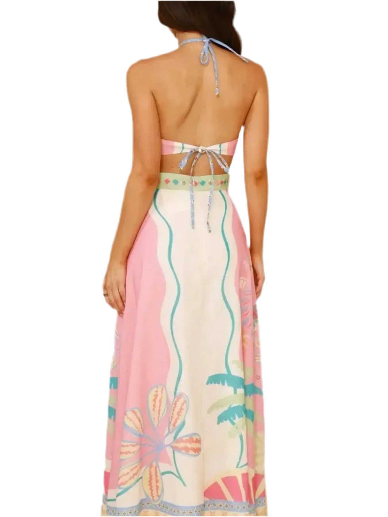 Halter Neck Printed Maxi Dress