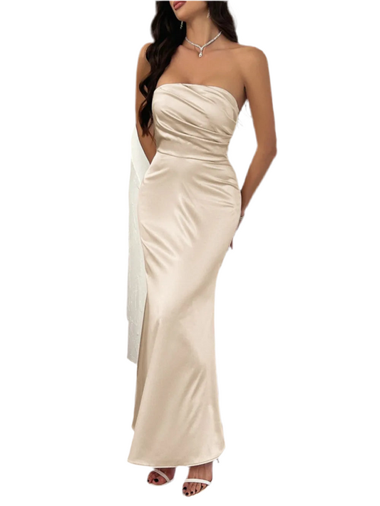 Devine Ruched Tube Maxi Dress