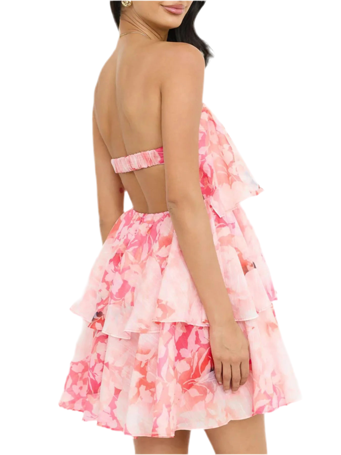 Printed Ruffled Layered Tube Dress