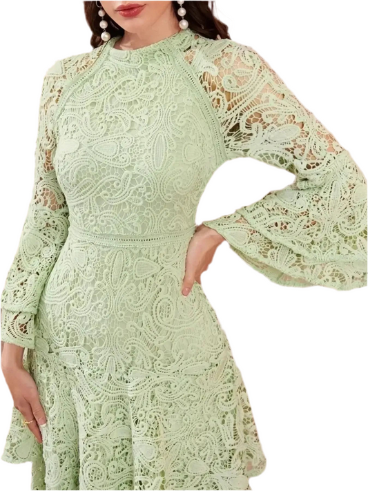Lace Layered Flare Sleeve Dress