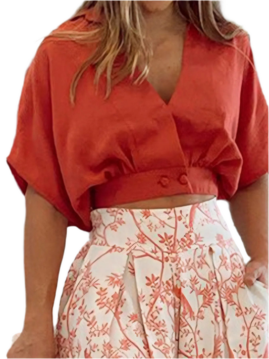 Surplice Top and High Waist Pants Set