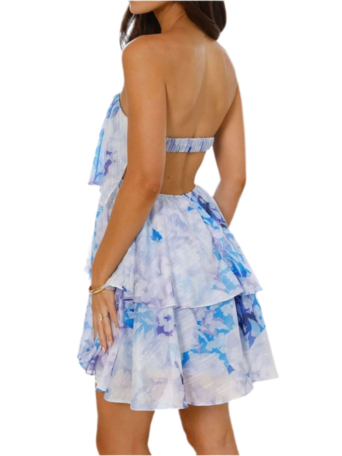Printed Ruffled Layered Tube Dress