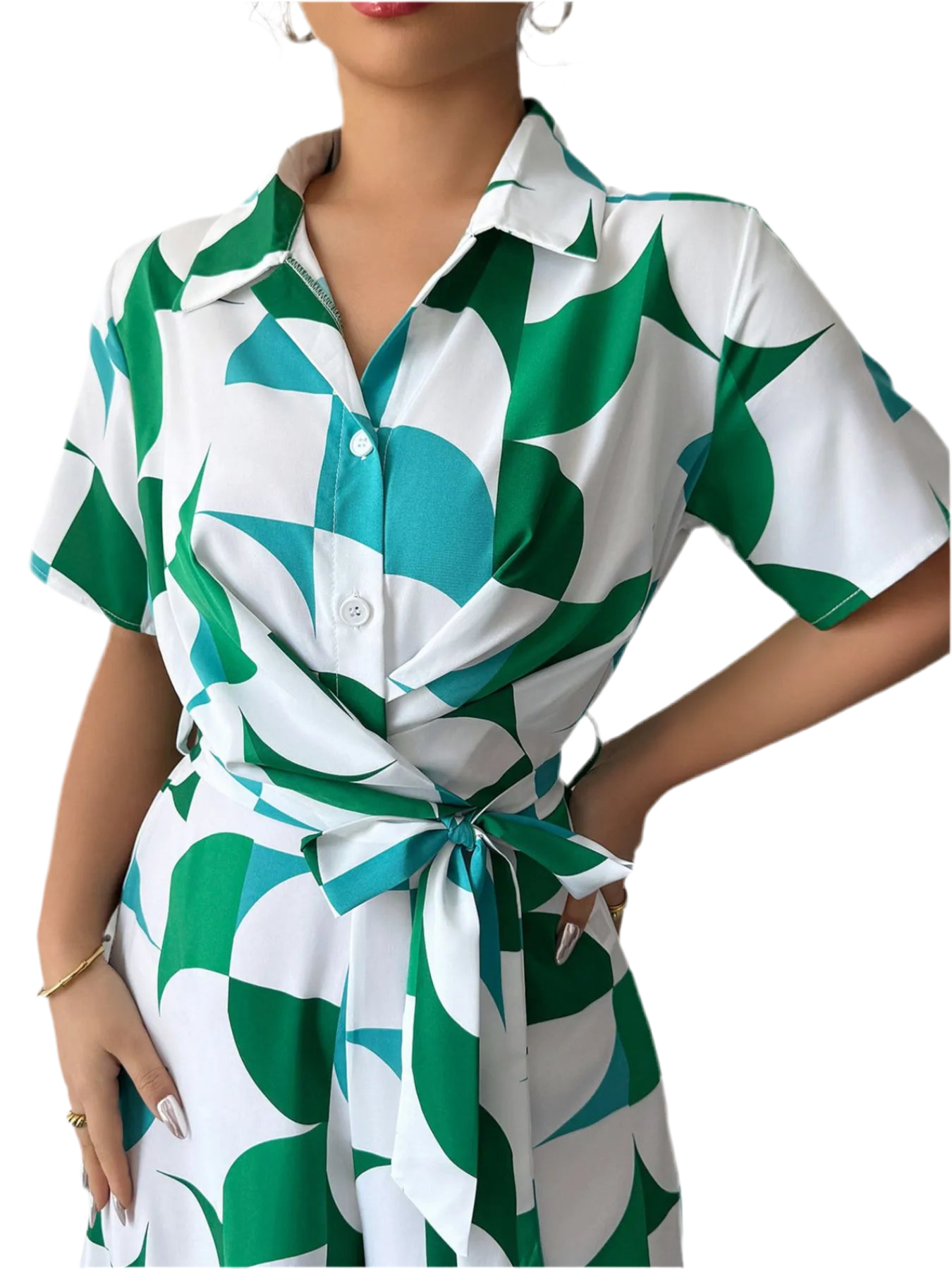 Printed Wide Leg Belted Jumpsuit