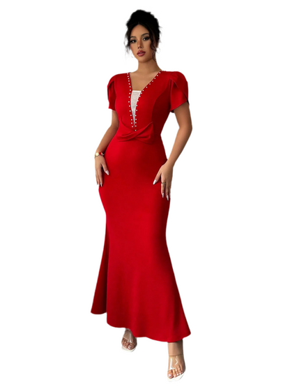 Petal Sleeve Mermaid Maxi Dress
