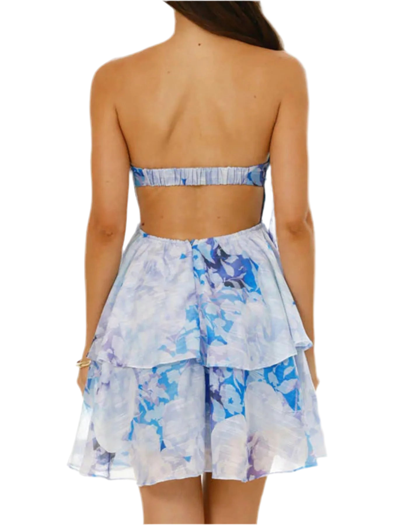 Printed Ruffled Layered Tube Dress