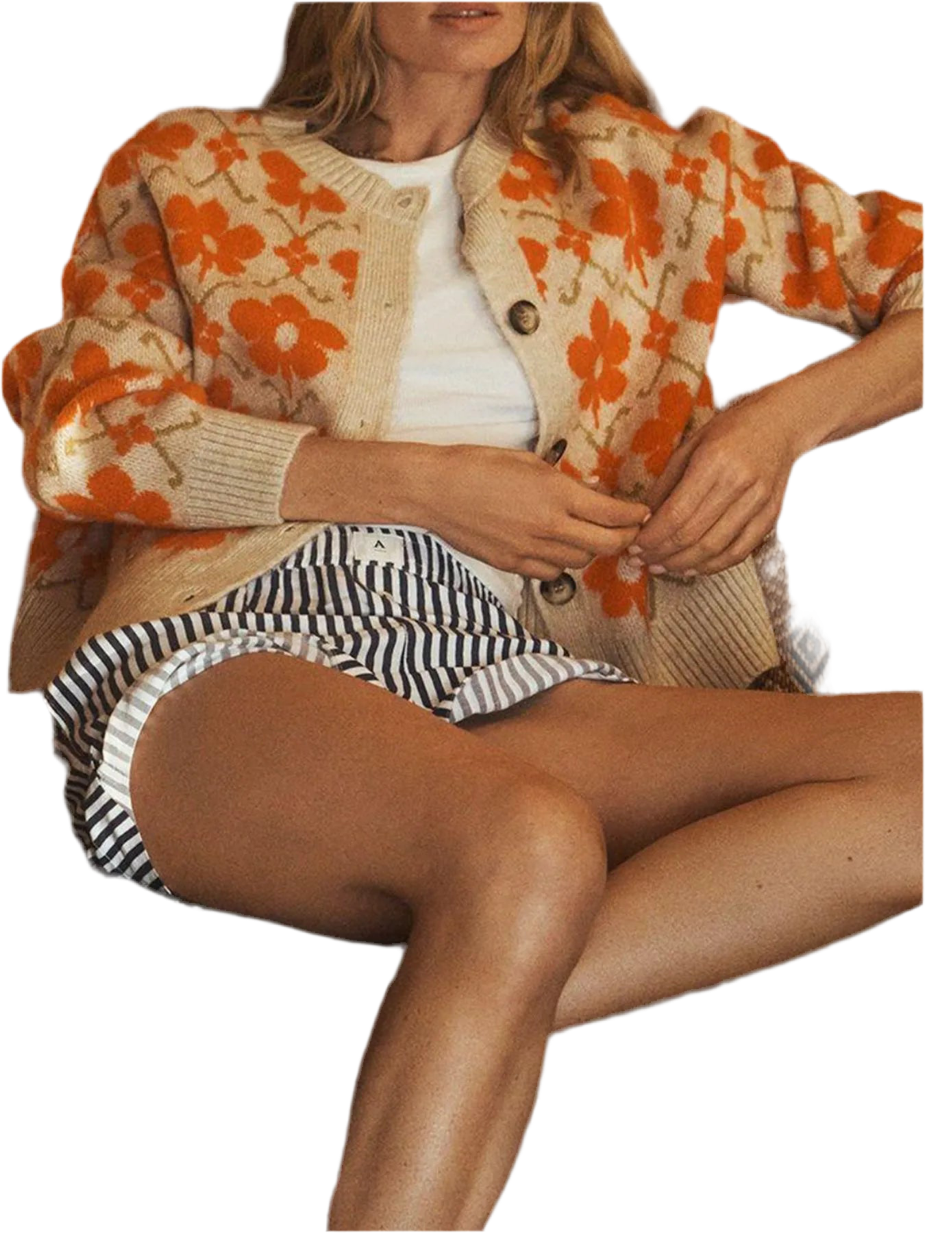Flower Button Up Long Sleeve Cardigan