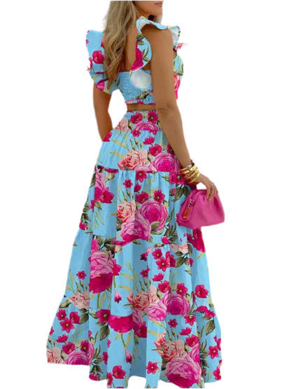 Full Size Ruffled Cami and Tiered Maxi Skirt Set Plus Size