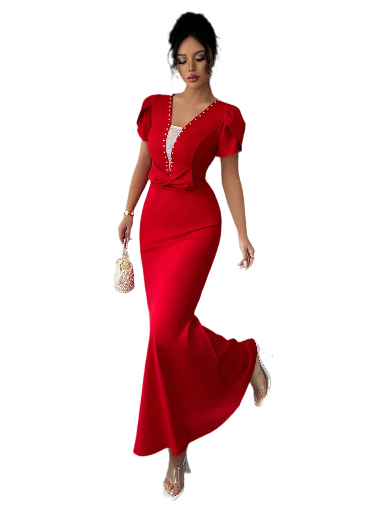 Petal Sleeve Mermaid Maxi Dress