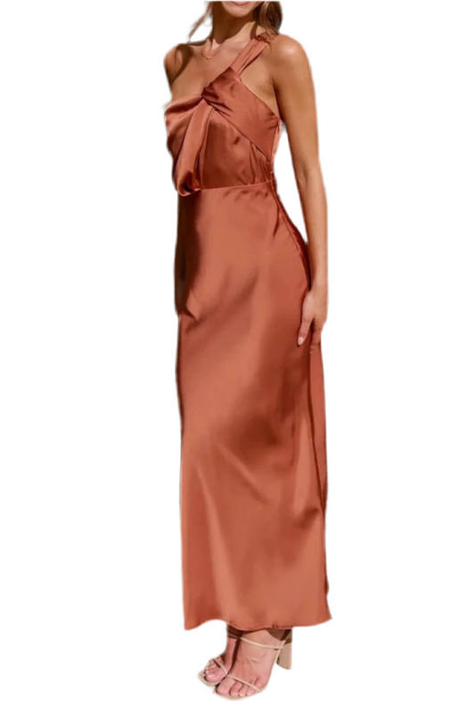 One Shoulder Sleeveless Maxi Dress