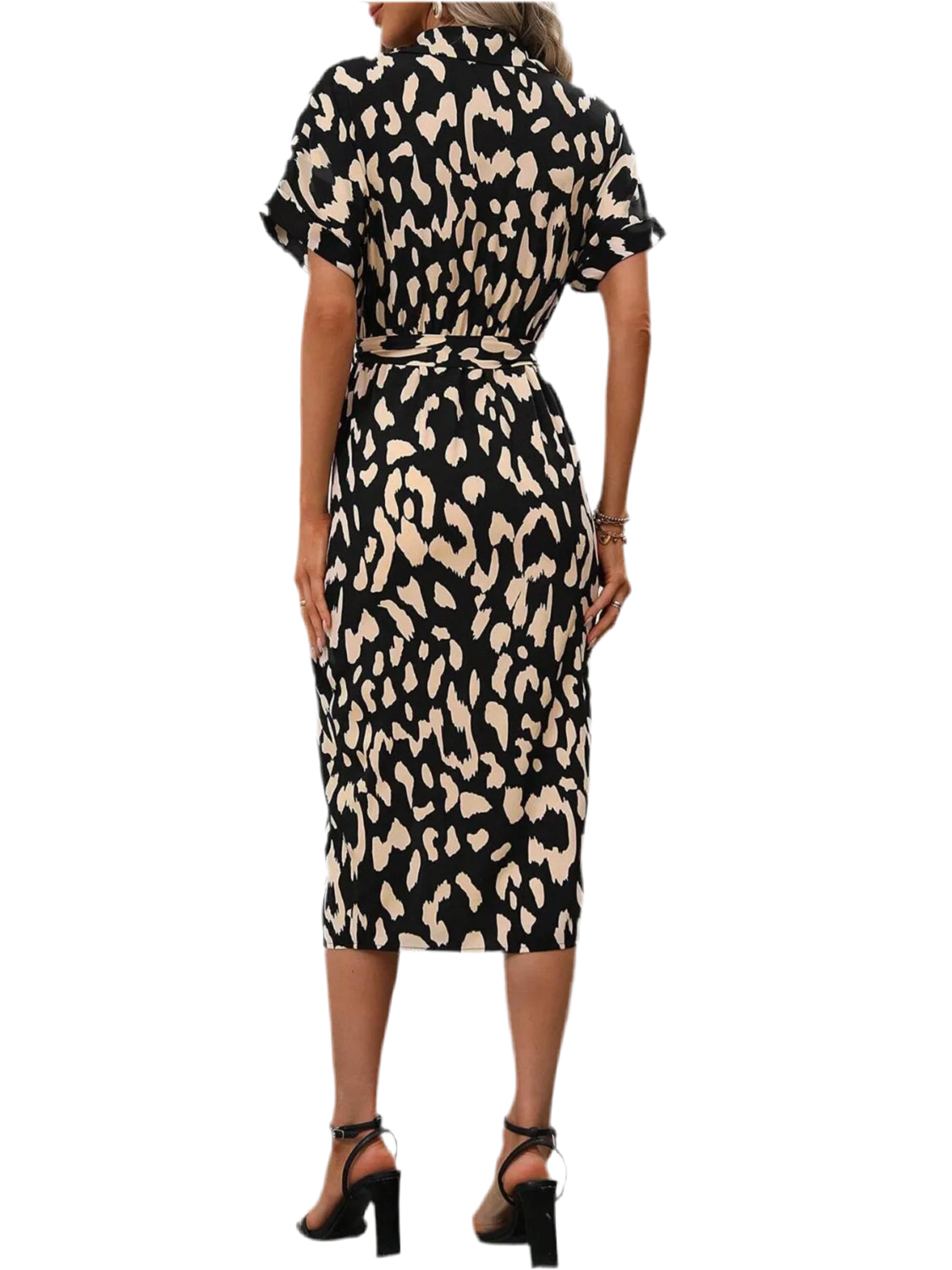 Short Sleeve Tie Waist Dress