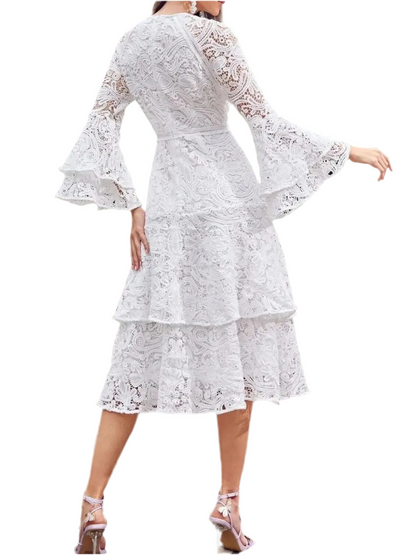 Lace Layered Flare Sleeve Dress