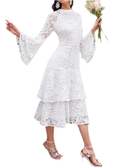 Lace Layered Flare Sleeve Dress