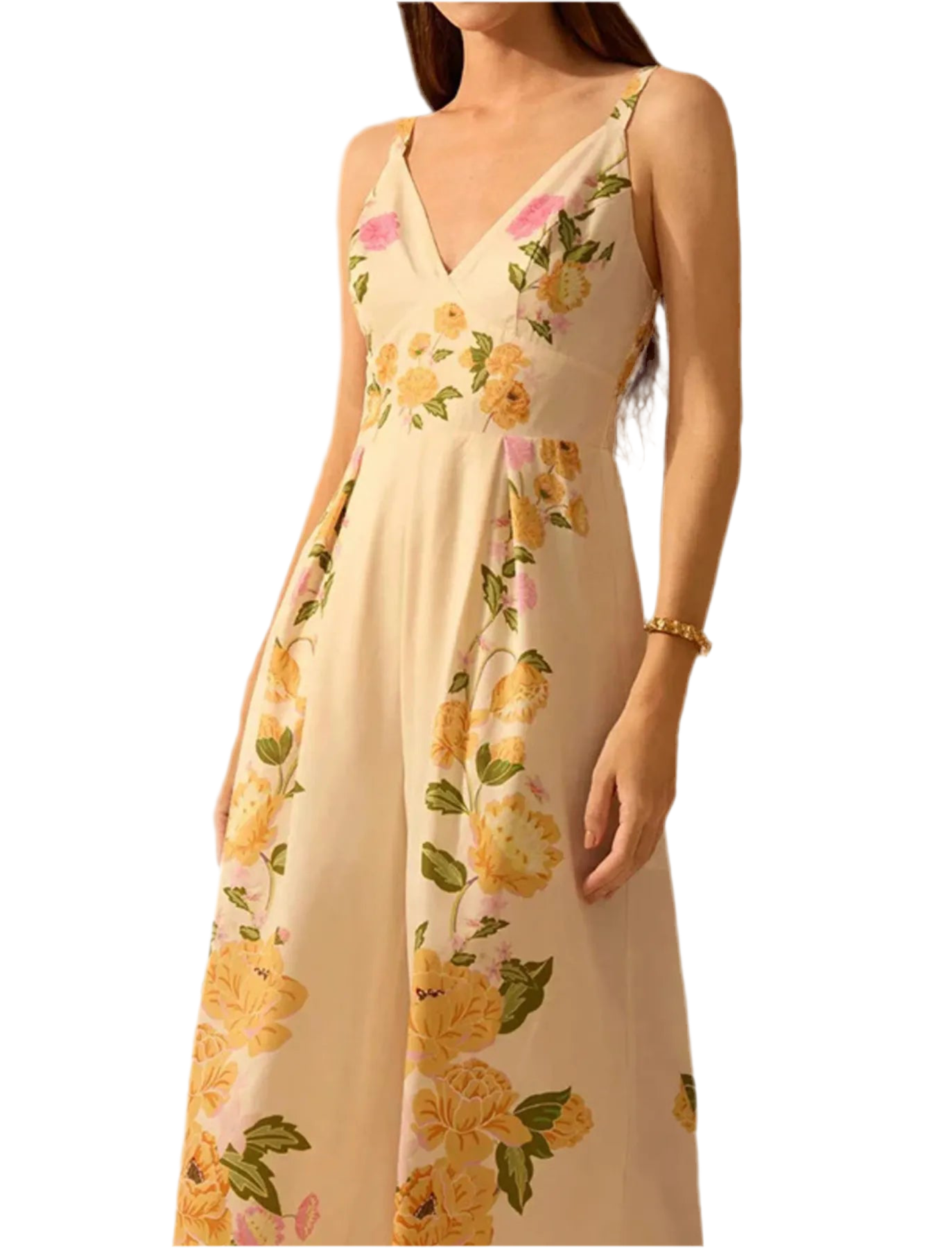 Floral Print Wide-Leg V-Neck Cami Jumpsuit