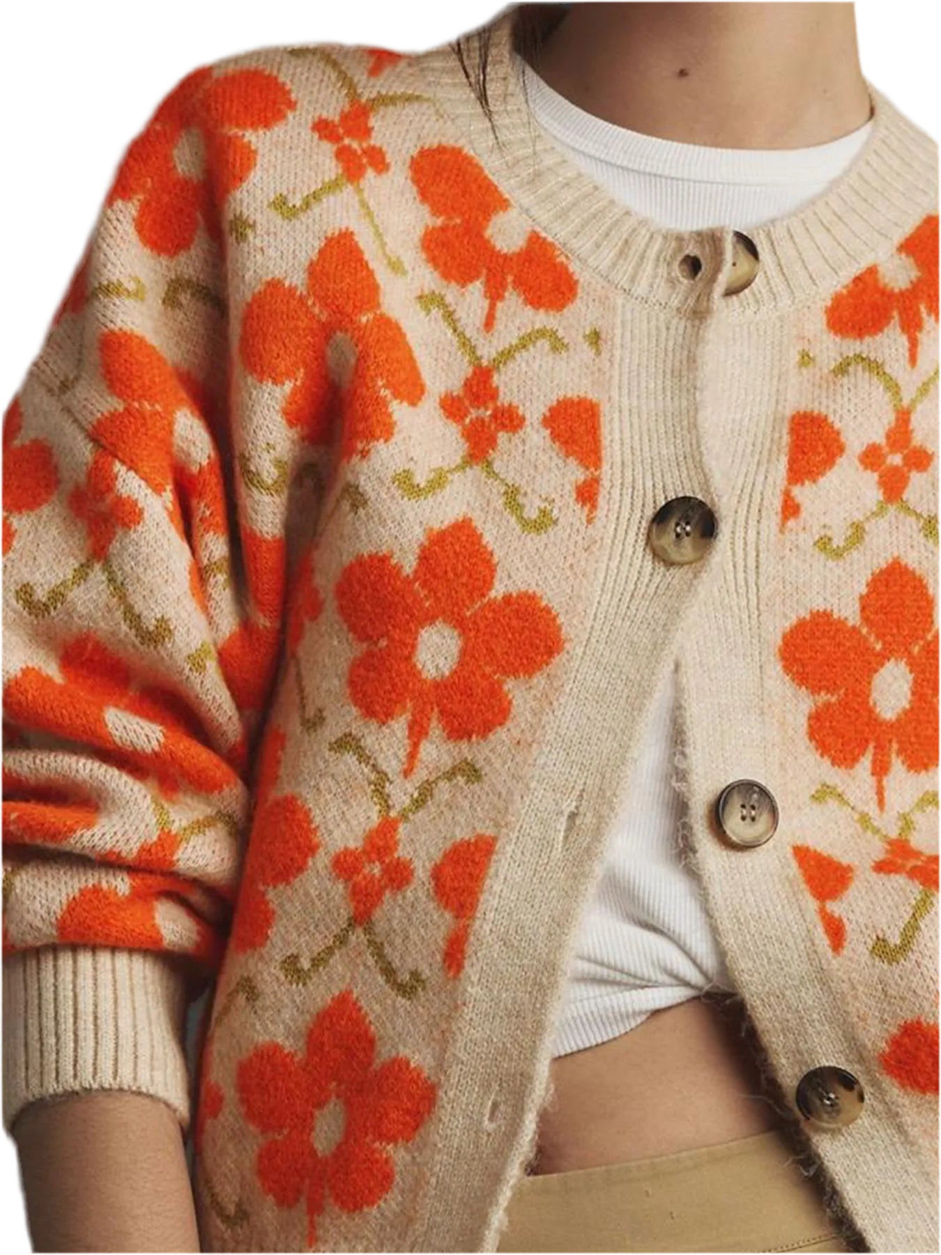 Flower Button Up Long Sleeve Cardigan