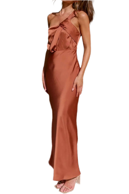 One Shoulder Sleeveless Maxi Dress