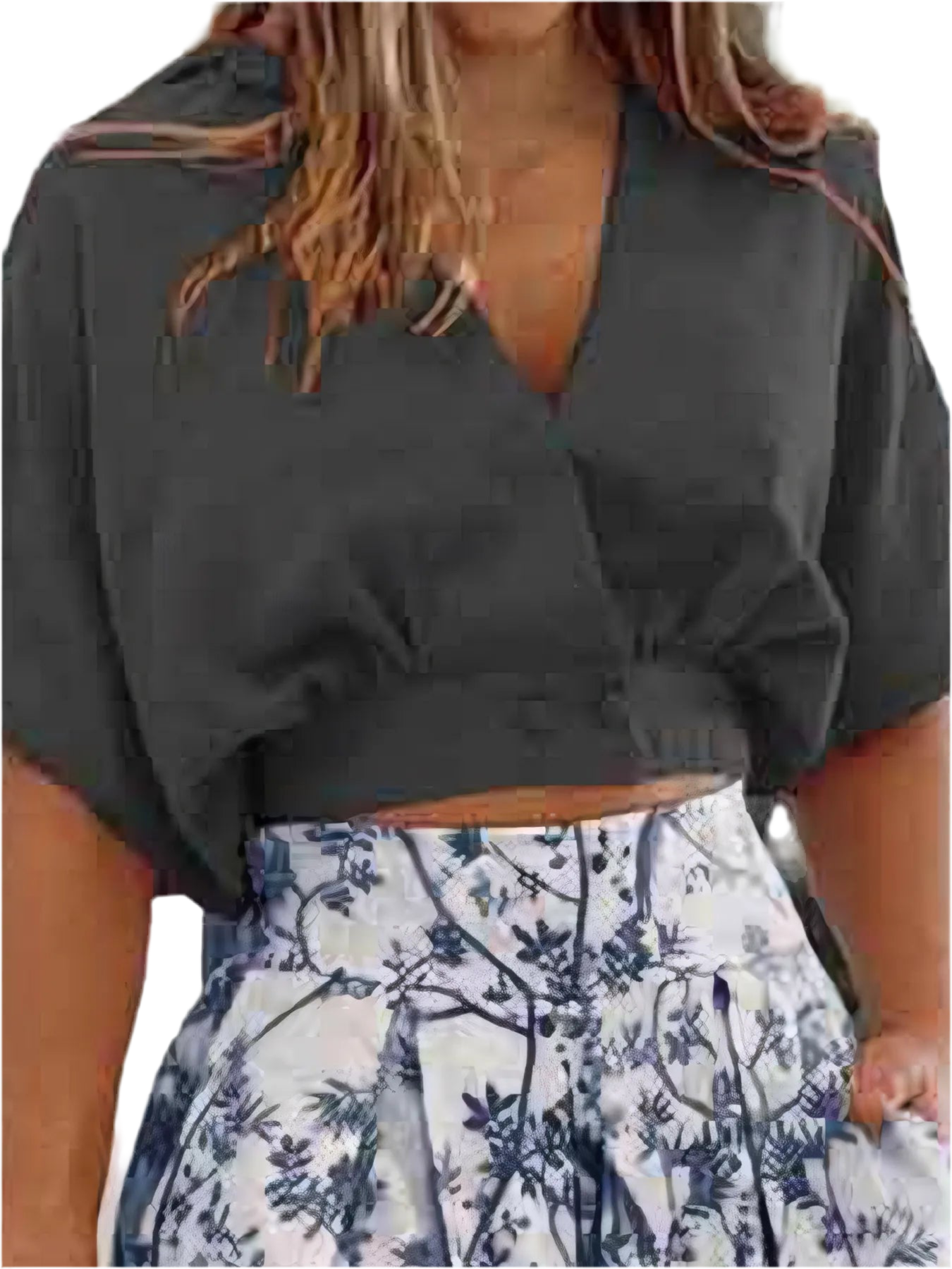 Surplice Top and High Waist Pants Set