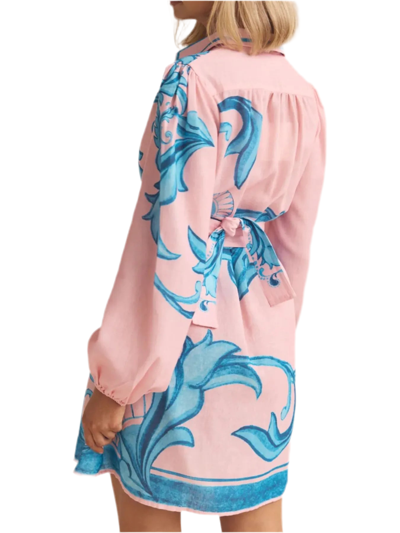 Printed Long Sleeve Shirt Dress