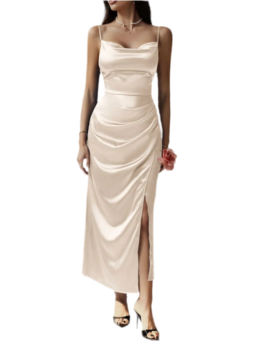 Devine Slit Ruched Maxi Cami Dress