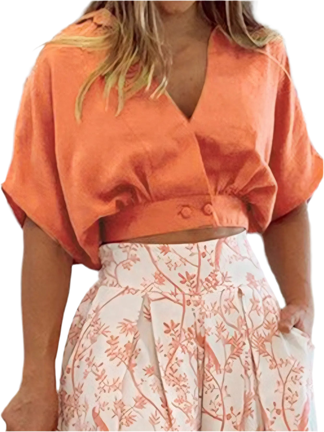 Surplice Top and High Waist Pants Set