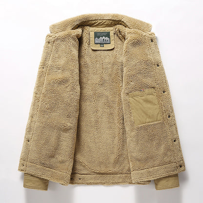 Fleece-lined Thickened Casual Fashion Polo Collar Men's Jacket