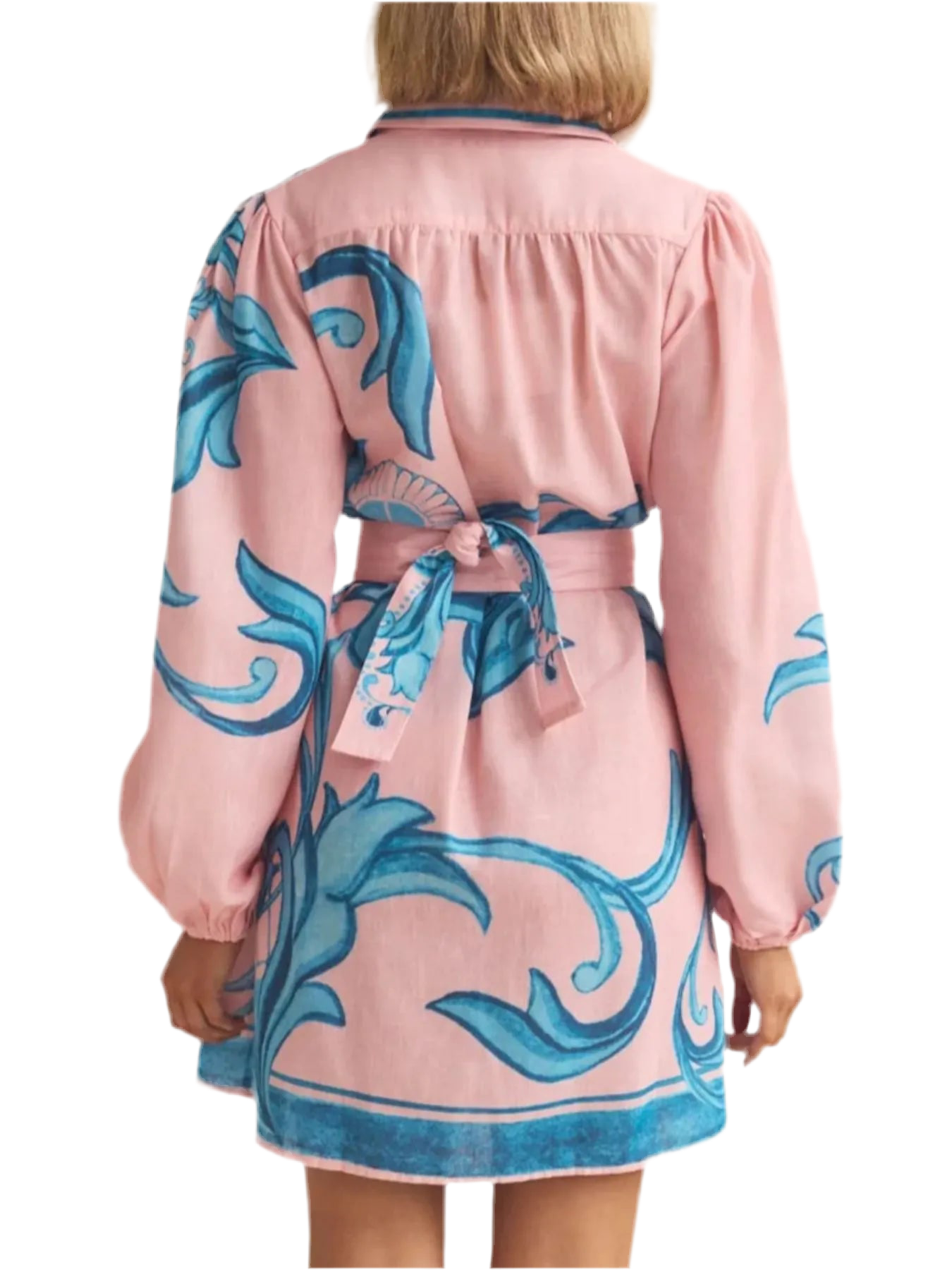 Printed Long Sleeve Shirt Dress