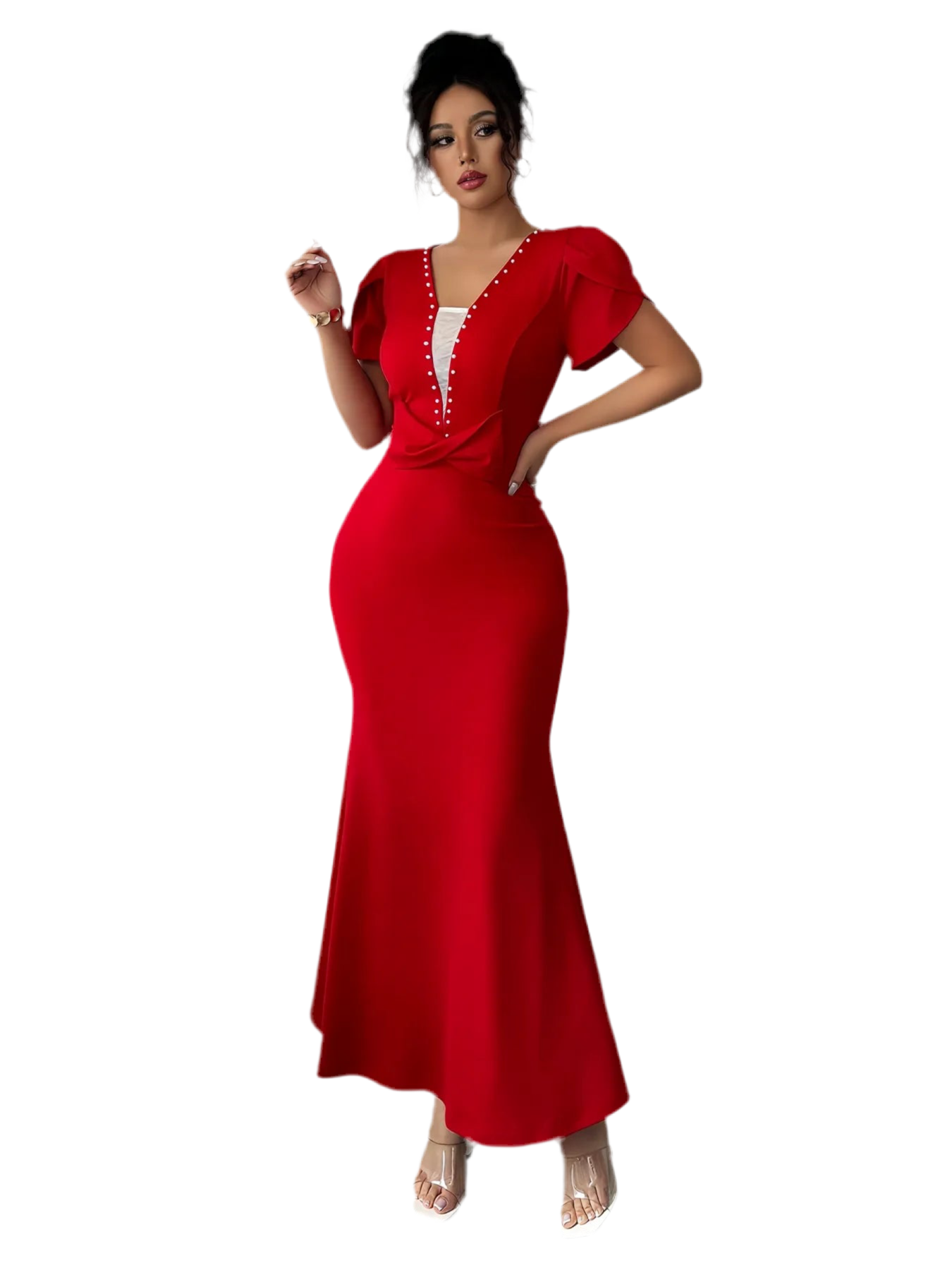 Petal Sleeve Mermaid Maxi Dress
