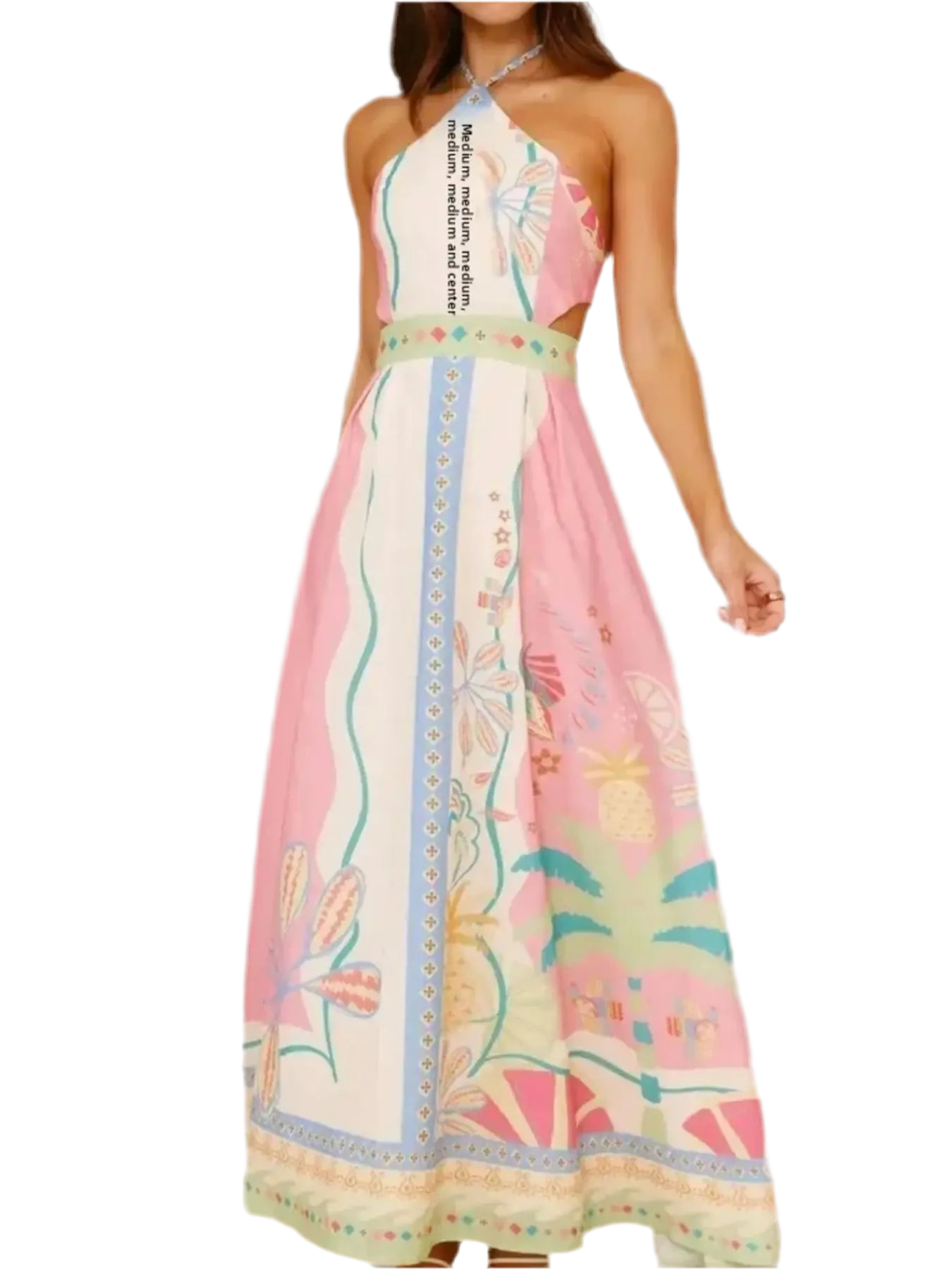 Halter Neck Printed Maxi Dress