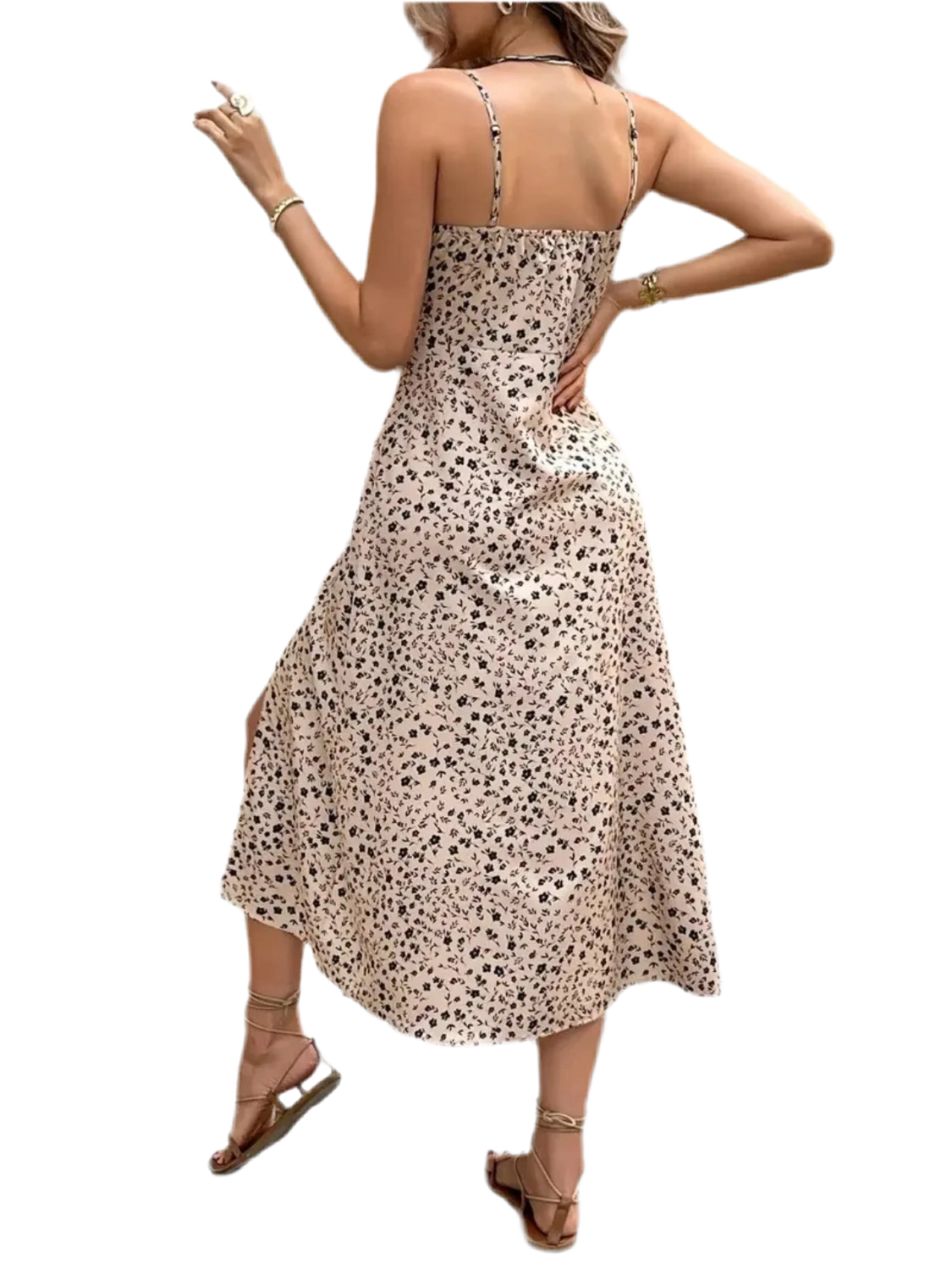 Slit Square Neck Midi Cami Dress