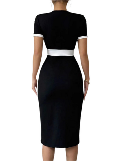 Two-Tone Short Sleeve Bodycon Dress