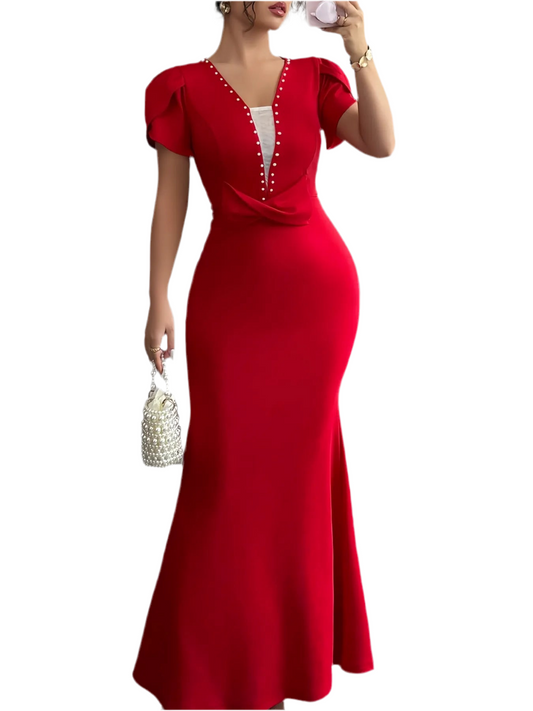 Petal Sleeve Mermaid Maxi Dress