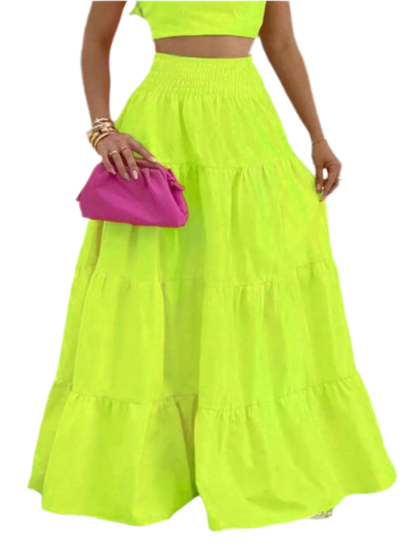 Full Size Ruffled Cami and Tiered Maxi Skirt Set Plus Size