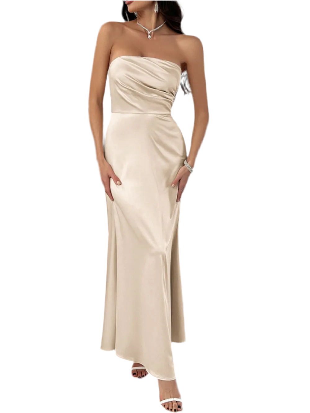 Devine Ruched Tube Maxi Dress