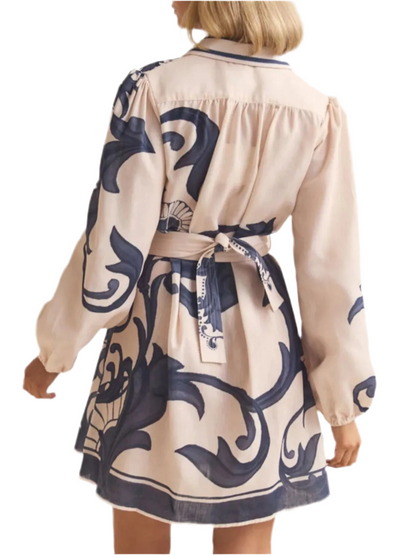 Printed Long Sleeve Shirt Dress