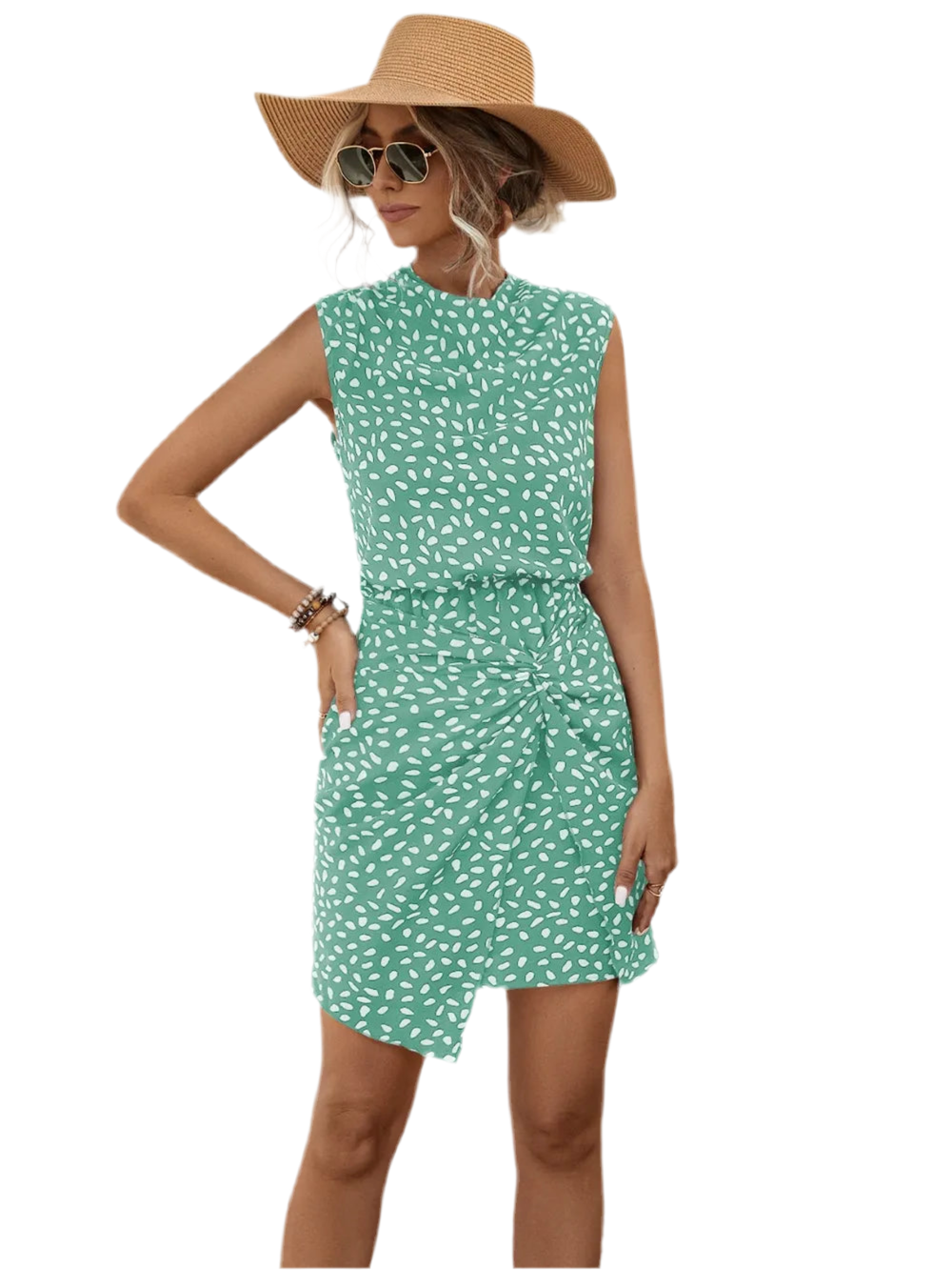 Twisted Printed Sleeveless Mini Dress