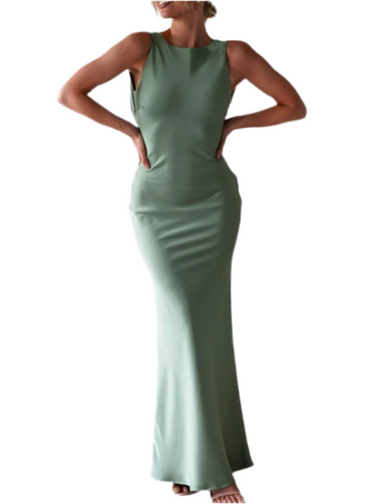 Satin Sleeveless Maxi Dress