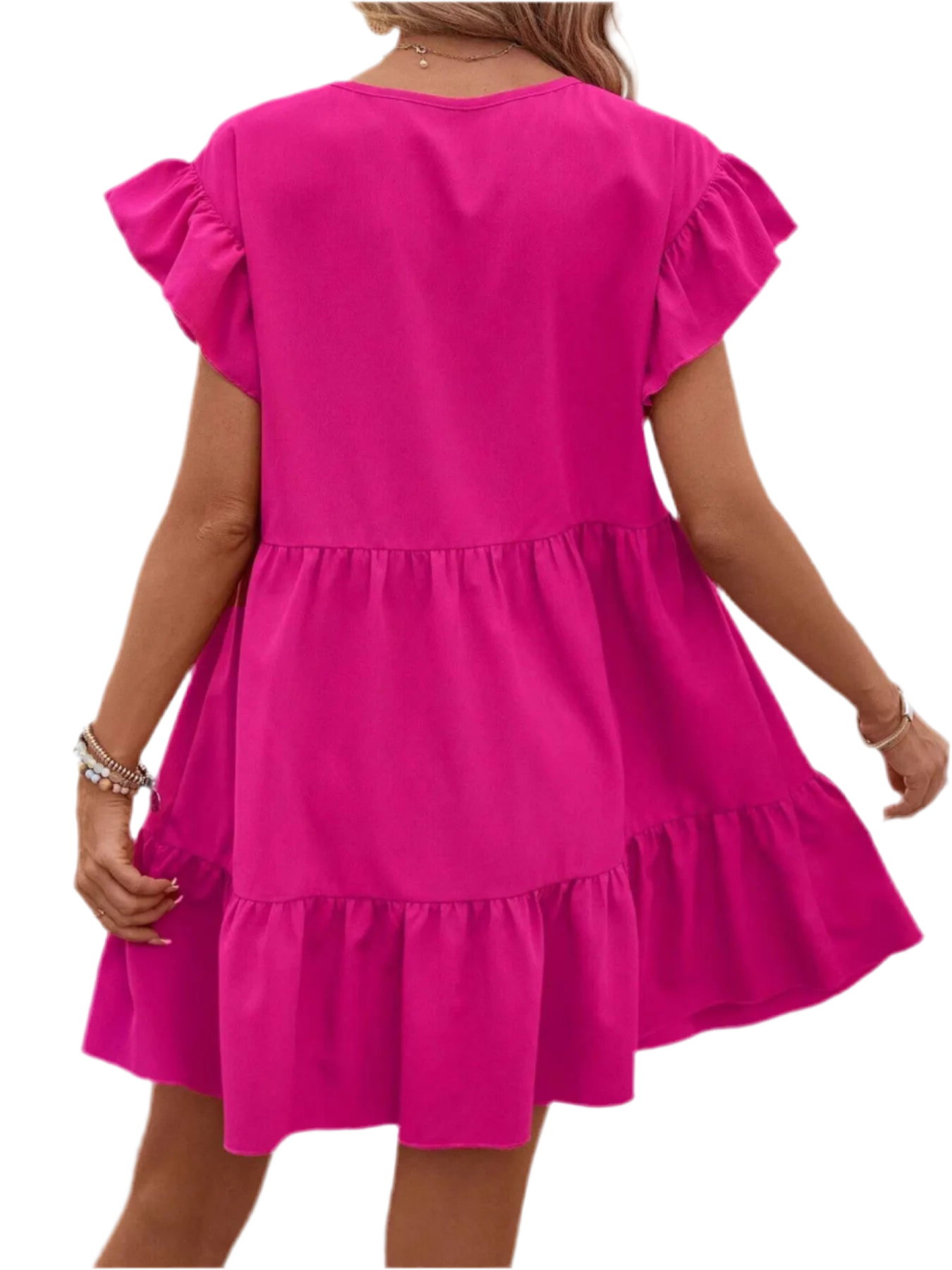 Tiered Ruffled Sleeve Mini Dress
