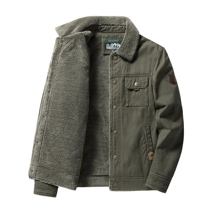 Fleece-lined Thickened Casual Fashion Polo Collar Men's Jacket